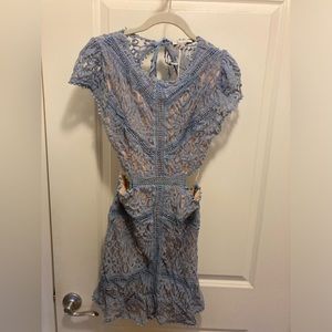 Blue Crochet Dress with Nude Undertone.
